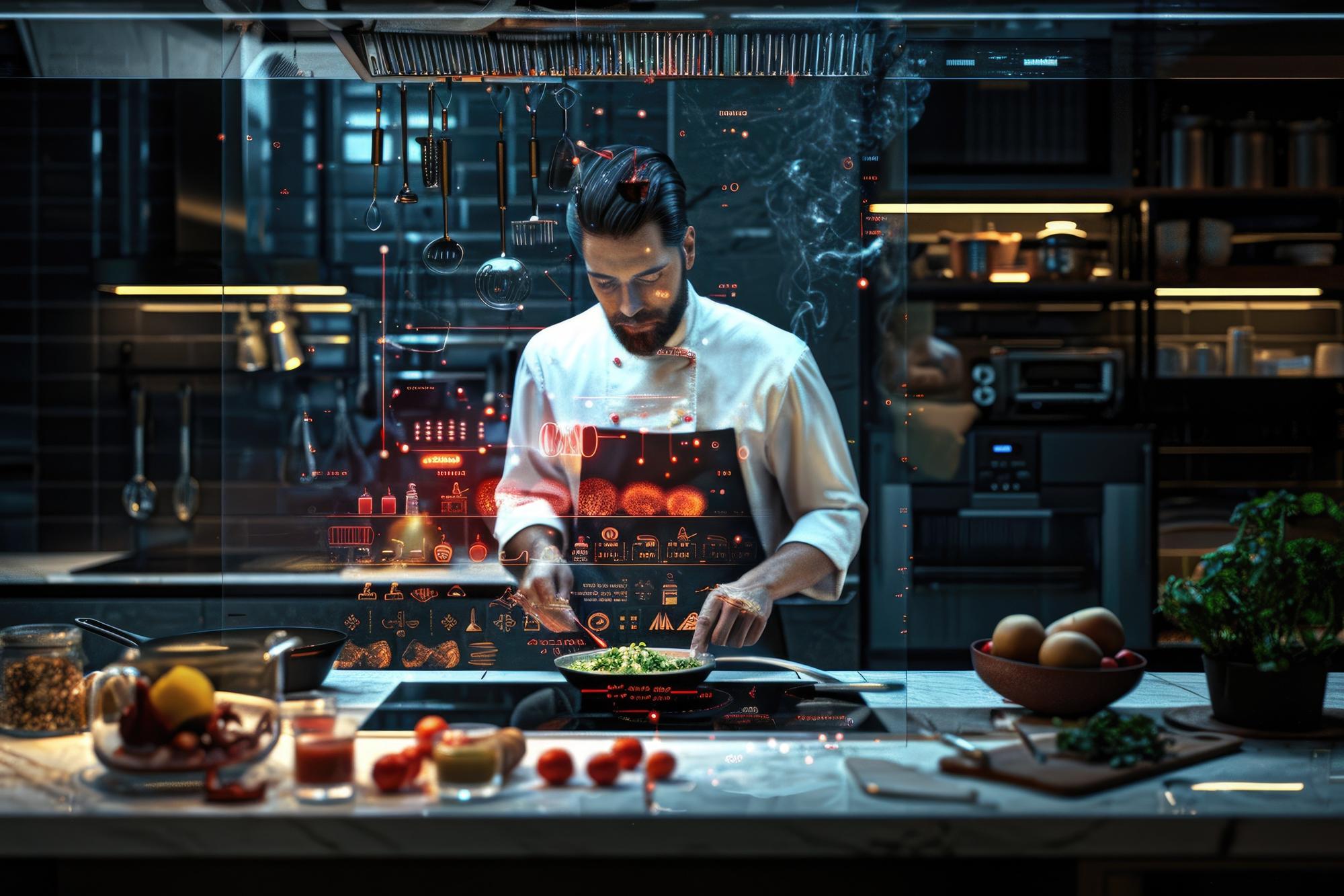 Instructor at a modern kitchen workstation